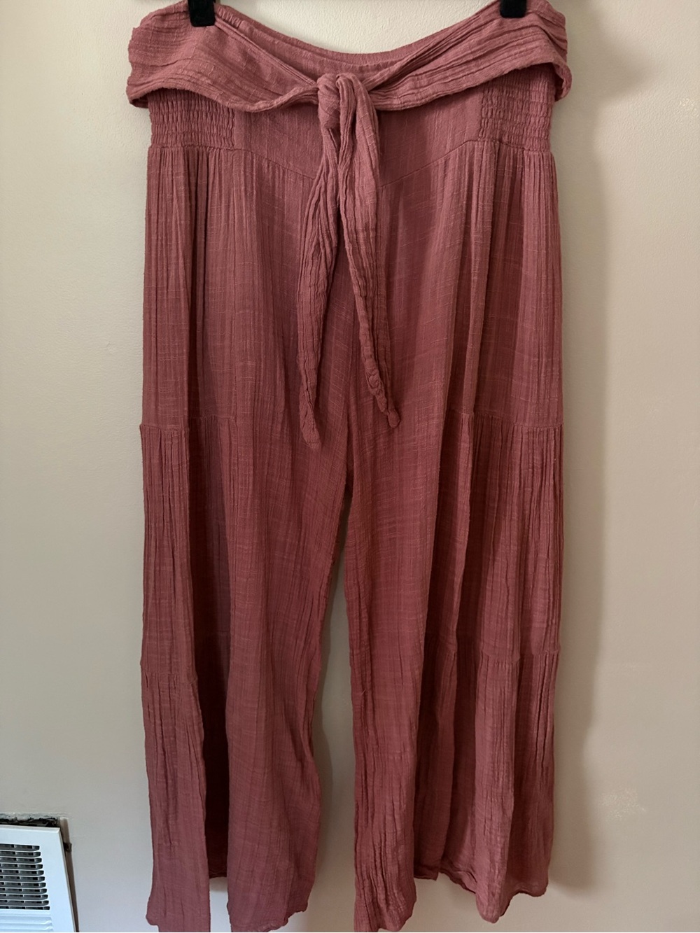Free People One Good Day Wide Leg pants sz Large gauzy mauve pink - Picture 5 of 12